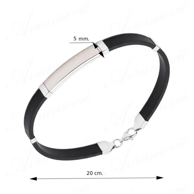 Narukvica kaučuk srebro 925